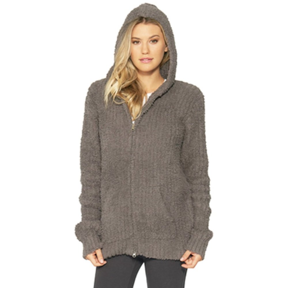 BAREFOOT DREAMS 💕 VGUC • charcoal cozychic ribbed full zip hoodie